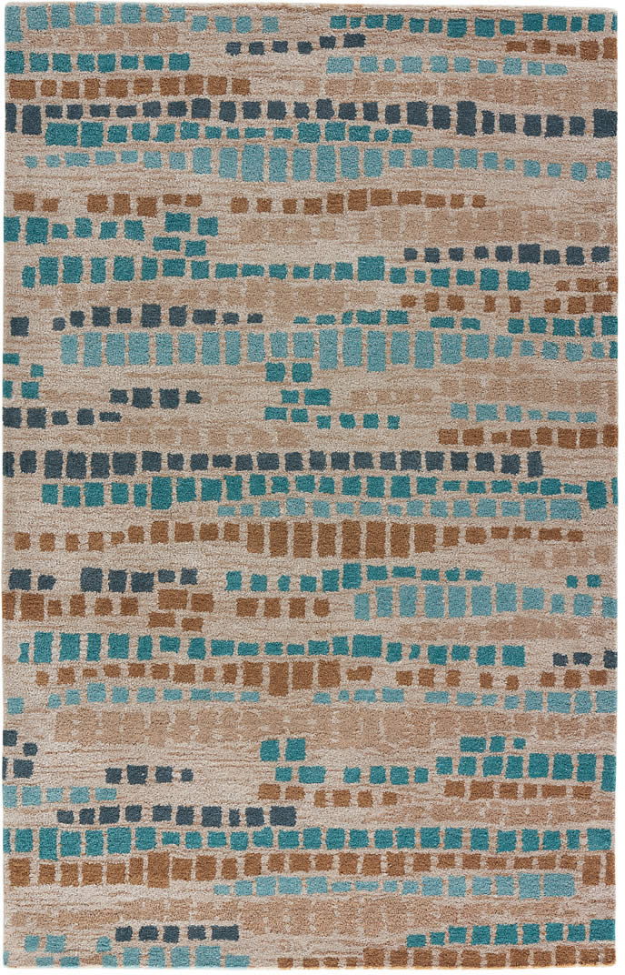 现代风格青蓝咖色几何格子图案地毯贴图