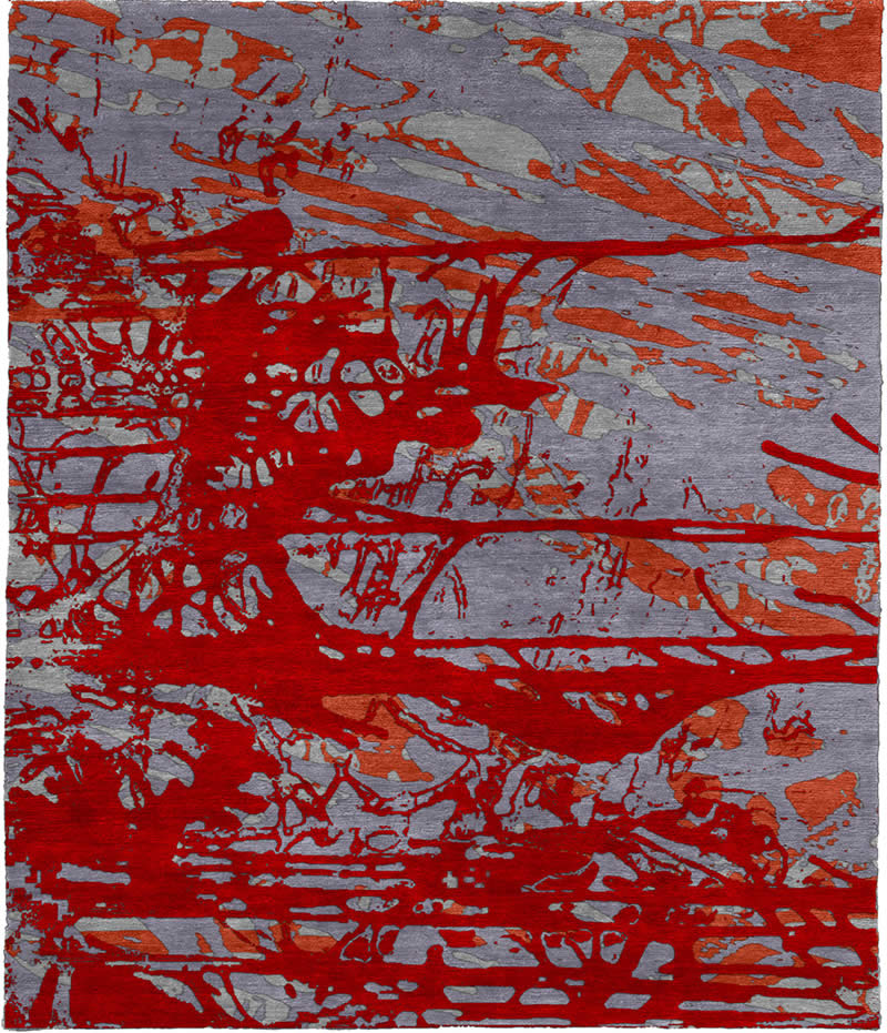 现代风格红灰色抽象纹理图案地毯贴图