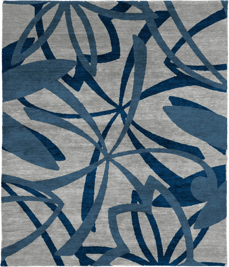 现代风格浅灰青蓝色花纹理图案地毯贴图