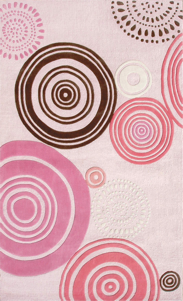 现代风格粉色圆圈图案儿童地毯贴图