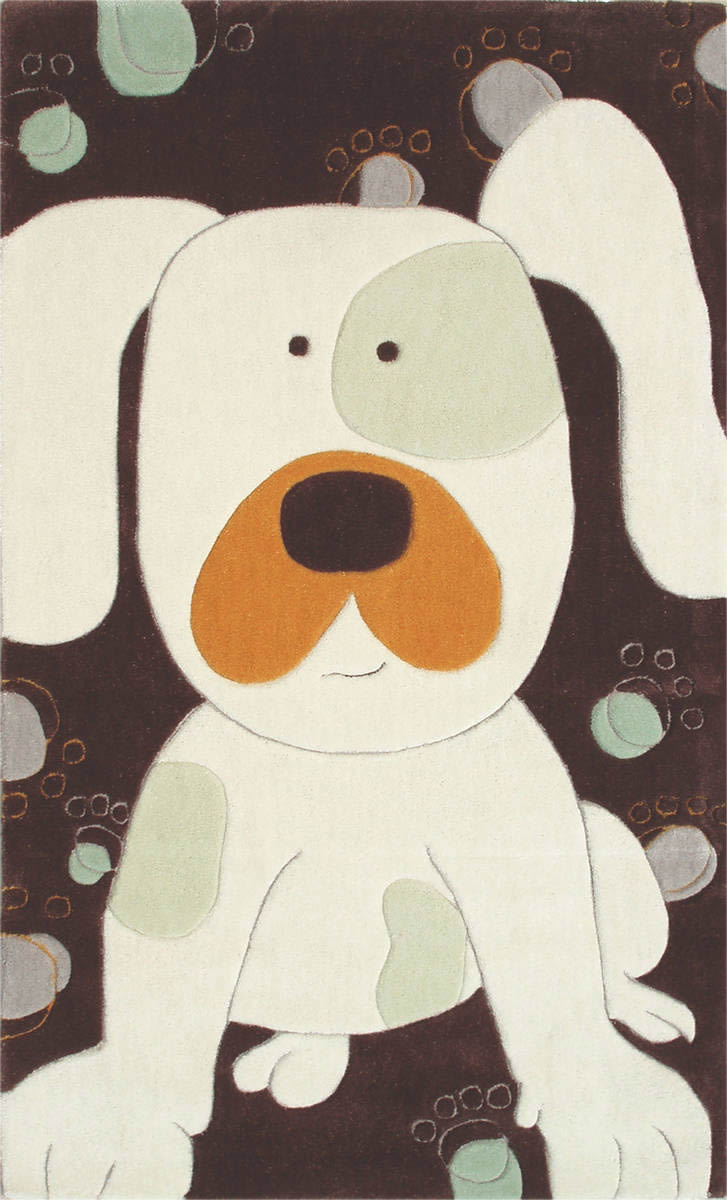 现代风格白色小狗图案儿童地毯贴图