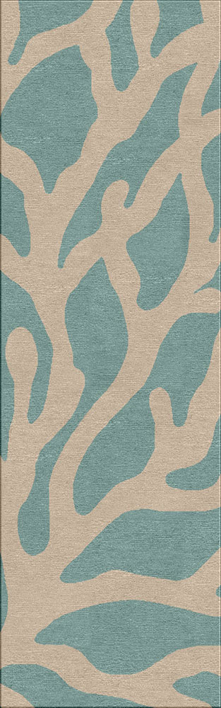 现代风格蓝灰色珊瑚图案过道地毯贴图