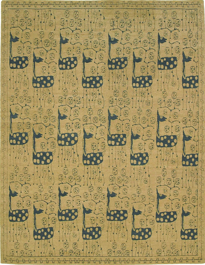 美式复古梅花鹿动物图案地毯贴图