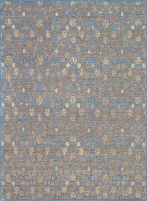 现代风格咖蓝色圆圈图案地毯贴图
