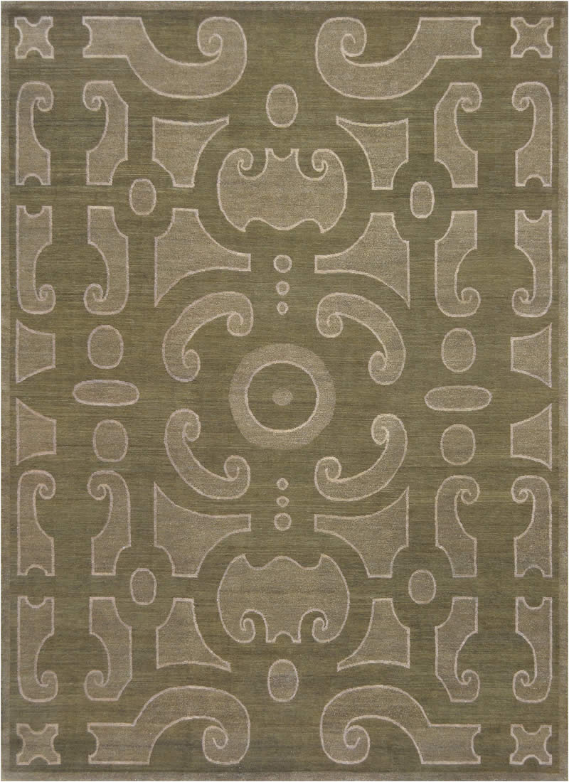 新中式绿灰色简单花纹图案地毯贴图