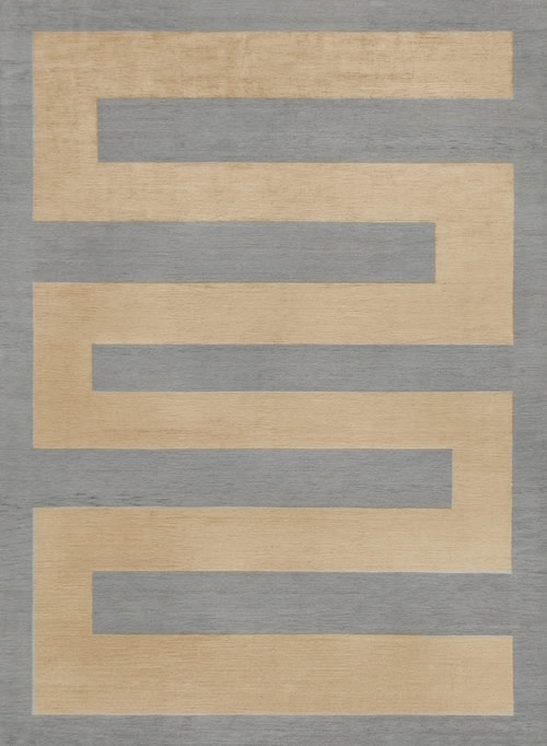 新中式灰咖色简单回字形图案地毯贴图