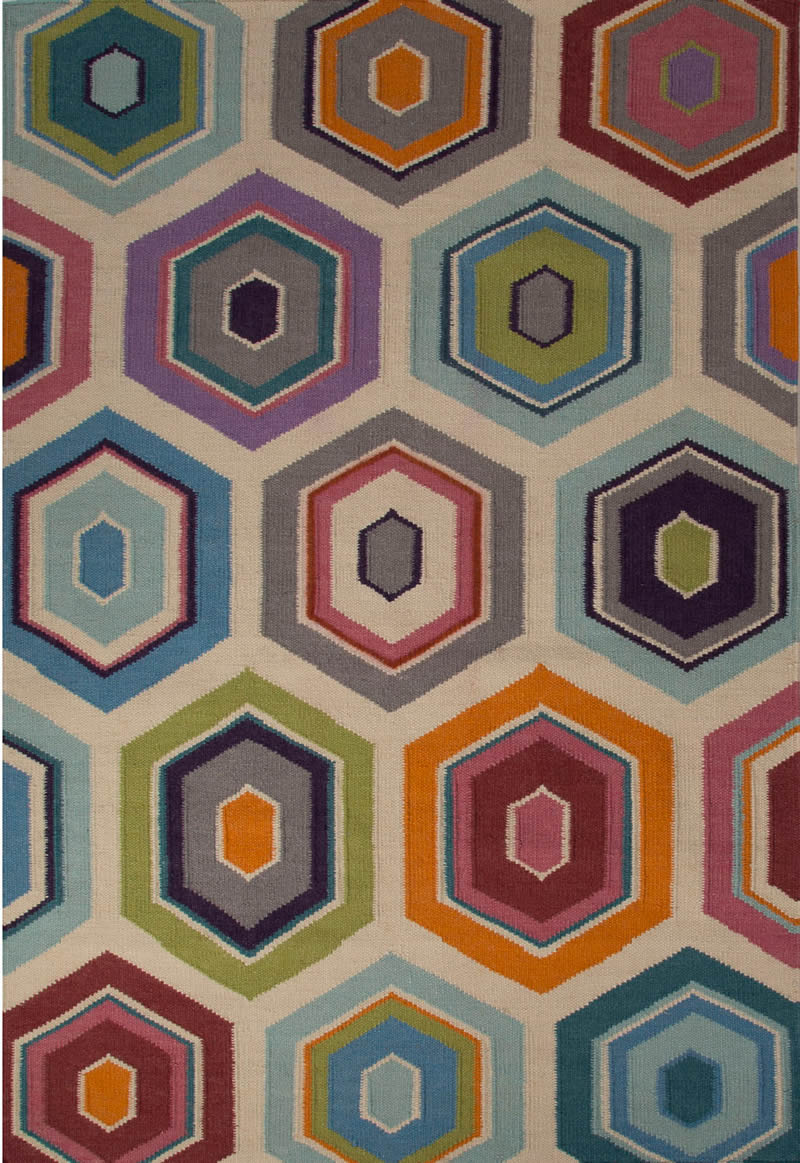 现代风格彩色六角图形图案地毯贴图