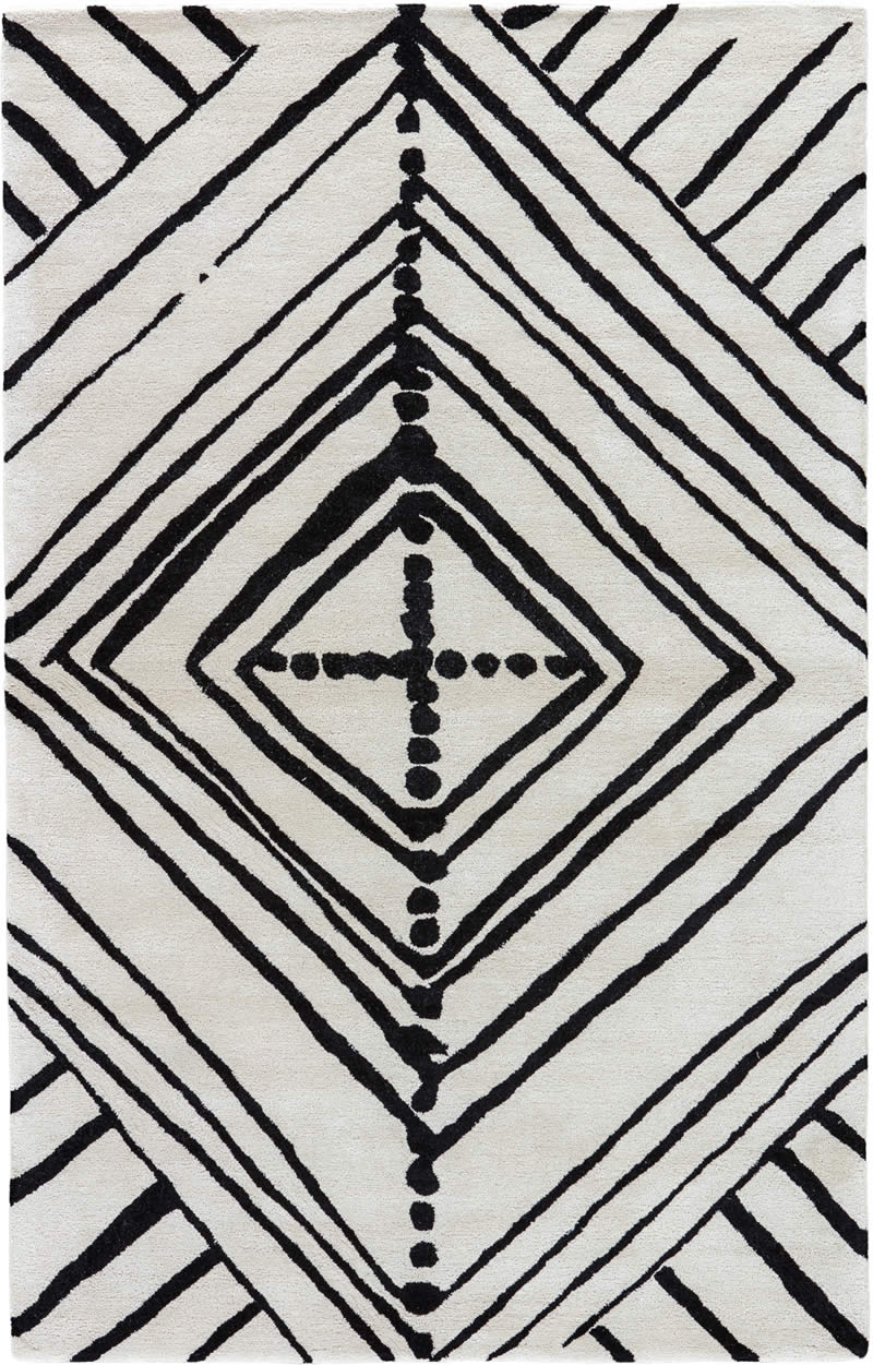 现代风格黑白简单回字形图案地毯贴图