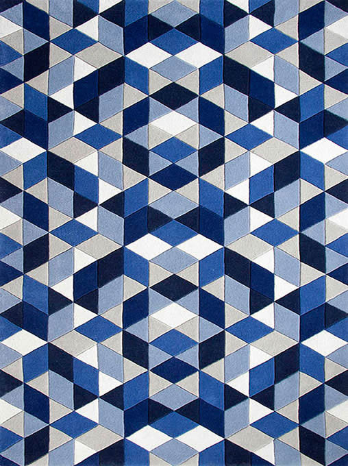 现代风格深浅蓝色白色几何图案地毯贴图
