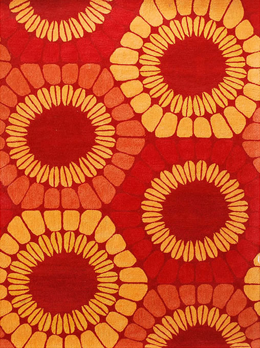现代风格红黄色简单几何图案地毯贴图