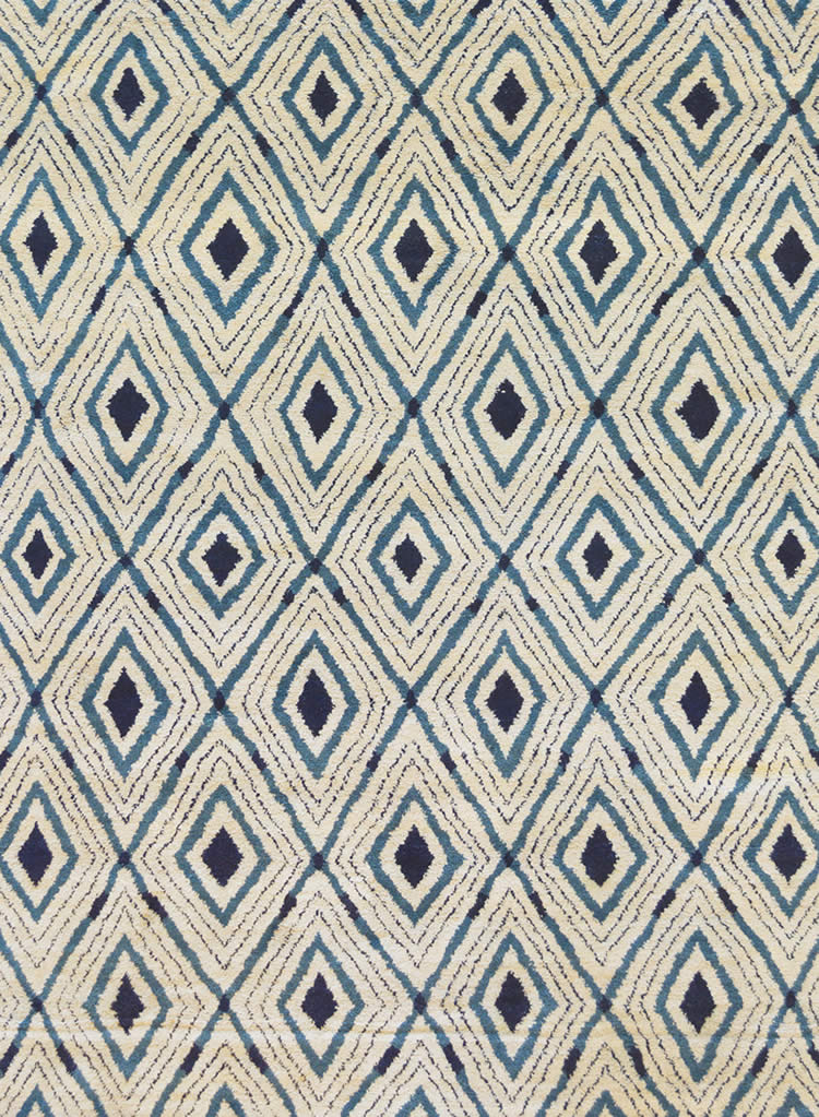 现代风格蓝白色几何四边形图案地毯贴图