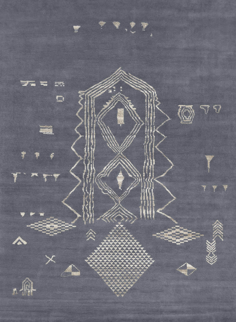 现代美式灰墨色简单几何图案地毯贴图