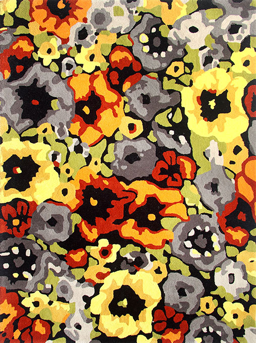 现代风格彩色牵牛花朵图案地毯贴图