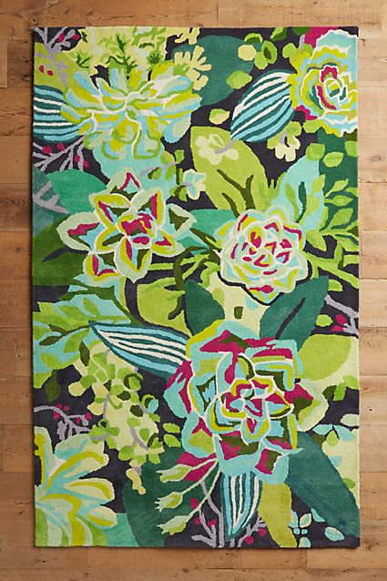 现代风格深浅绿色植物花朵图案地毯贴图