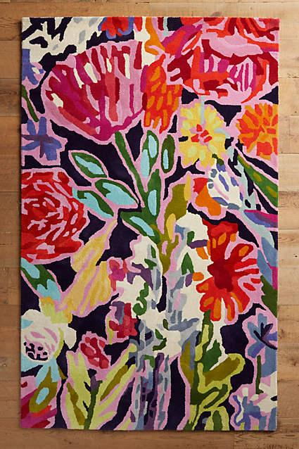 现代风格彩色植物花朵图案地毯贴图
