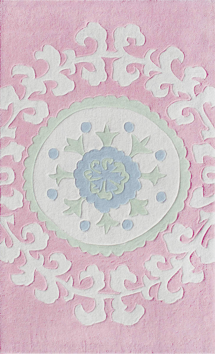 现代风格粉白色小花纹图案儿童地毯贴图
