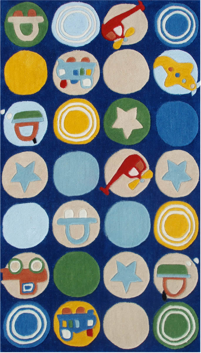 现代风格蓝色玩具图案儿童地毯贴图