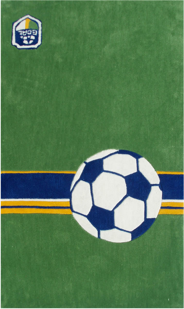 现代风格绿色底足球图案儿童地毯贴图
