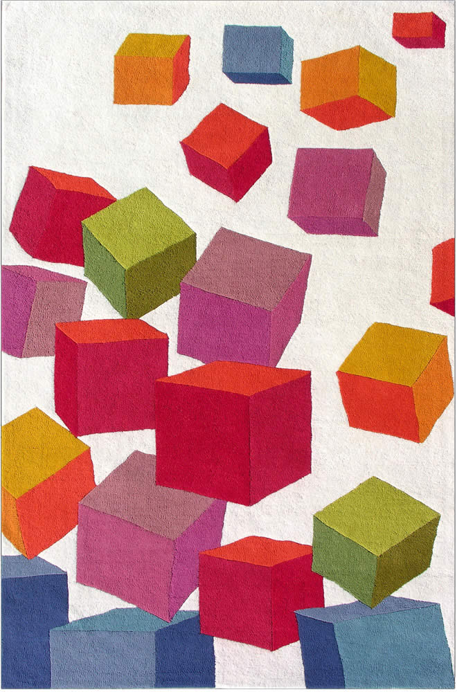 现代风格彩色几何格子图案儿童地毯贴图