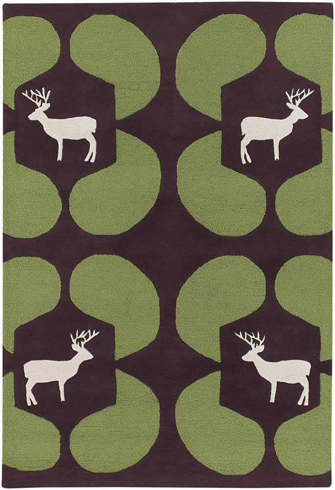 现代风格深咖色鹿图案儿童地毯贴图