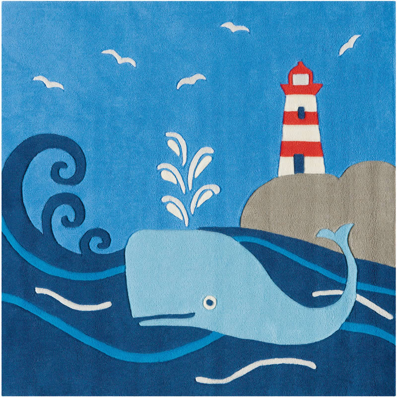 现代风格海洋鲸鱼图案儿童地毯贴图