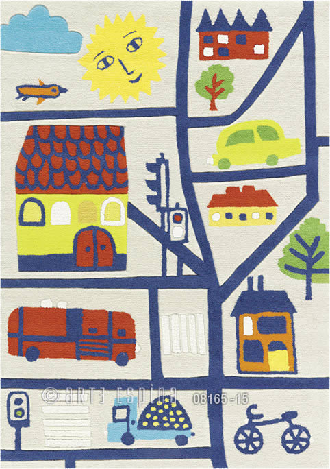 现代风格房子车子图案儿童地毯贴图