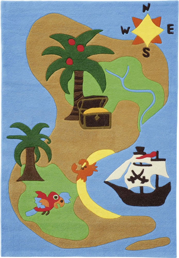 现代风格海岛小船图案儿童地毯贴图