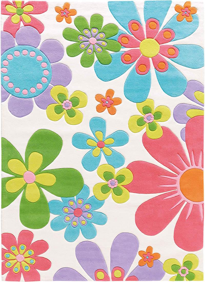 现代风格小花朵图案儿童地毯贴图
