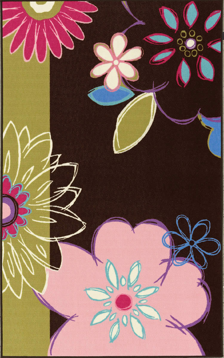 现代风格咖色花朵图案儿童地毯贴图