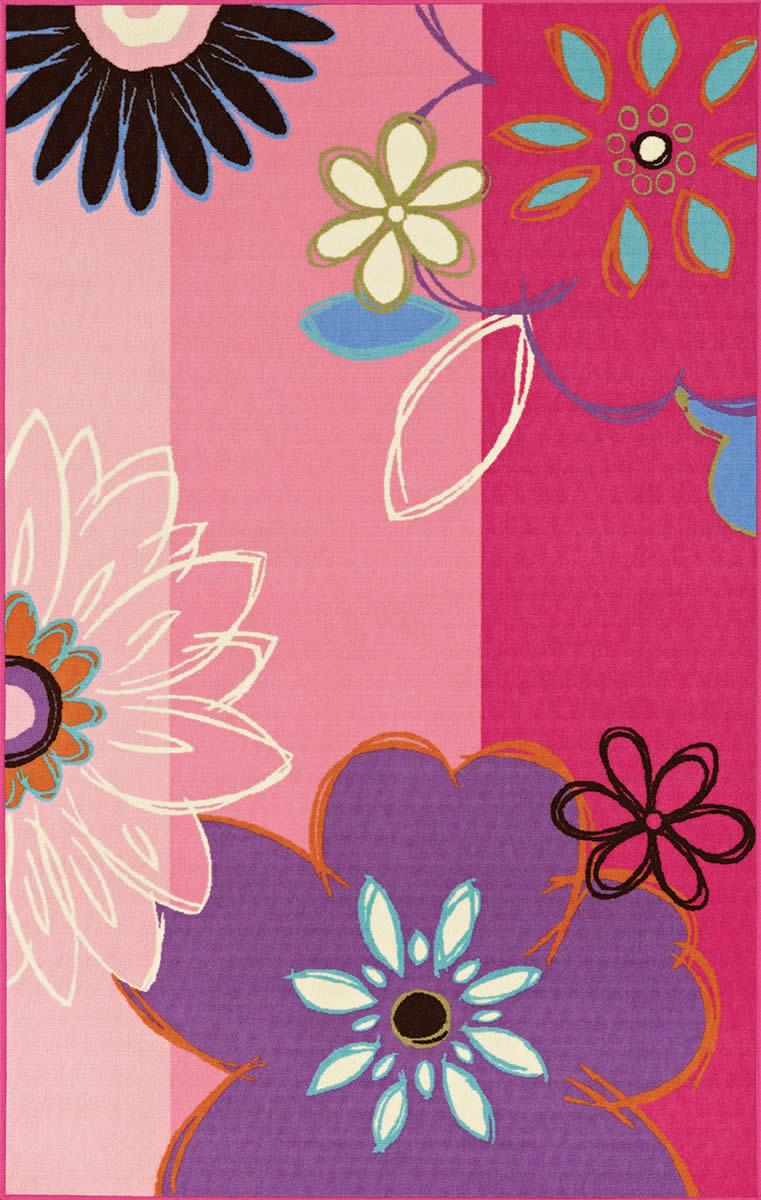 现代风格深浅粉色花朵图案儿童地毯贴图