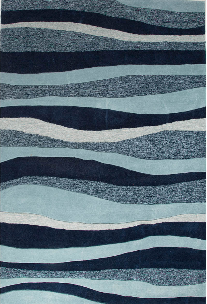 现代风格深浅蓝色波纹图案儿童地毯贴图