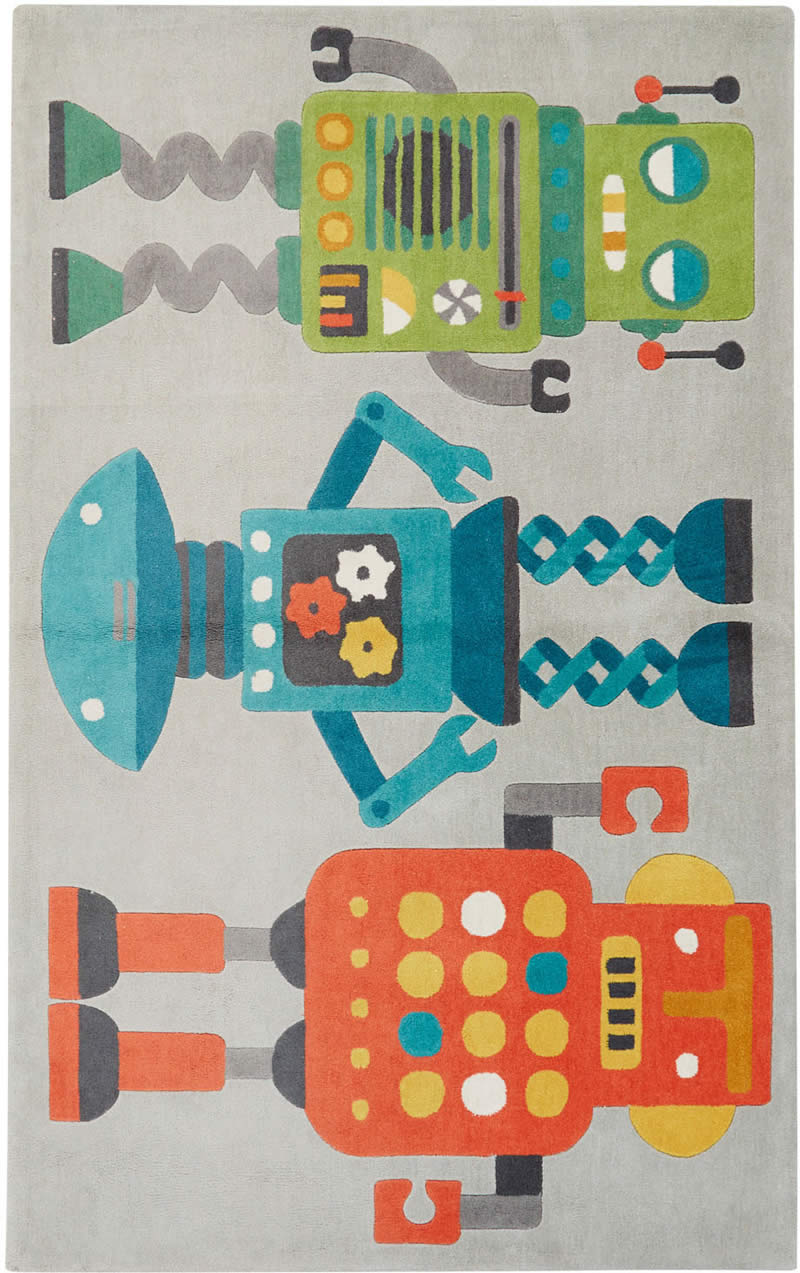 现代风格机器人图案儿童地毯贴图