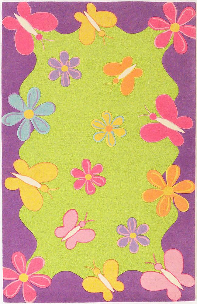 现代风格紫色蝴蝶花朵图案儿童地毯贴图