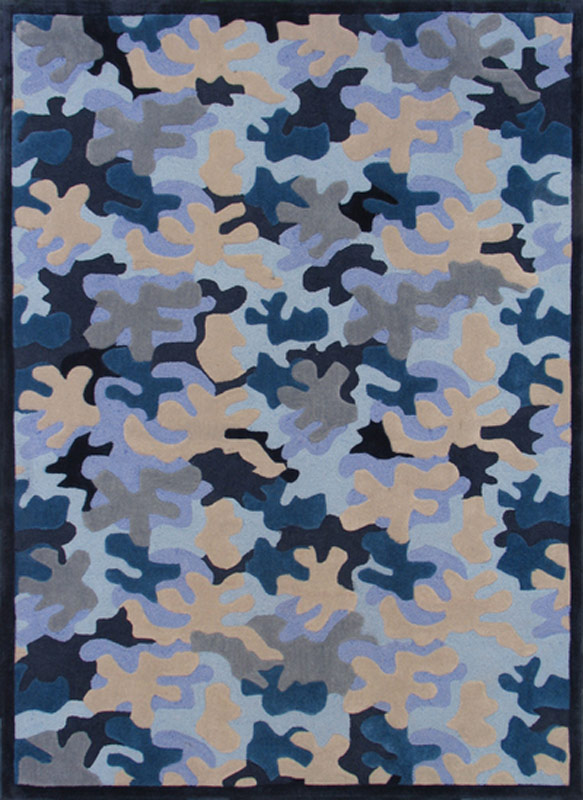 现代风格蓝色珊瑚图案儿童地毯贴图