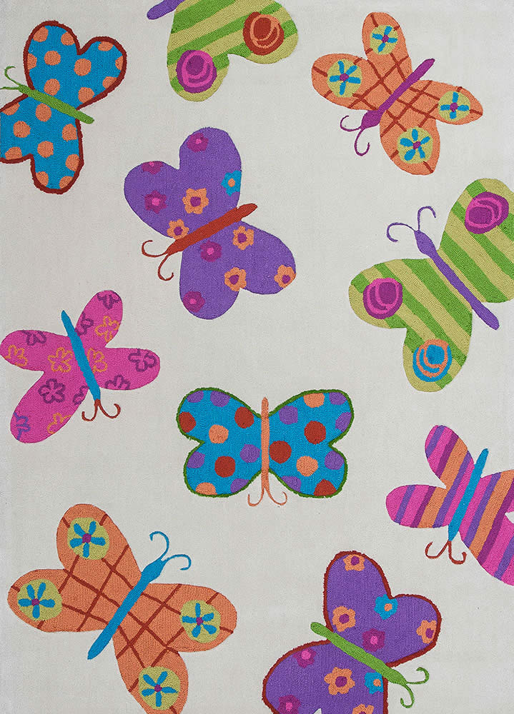 现代风格彩色花朵蝴蝶图案儿童地毯贴图
