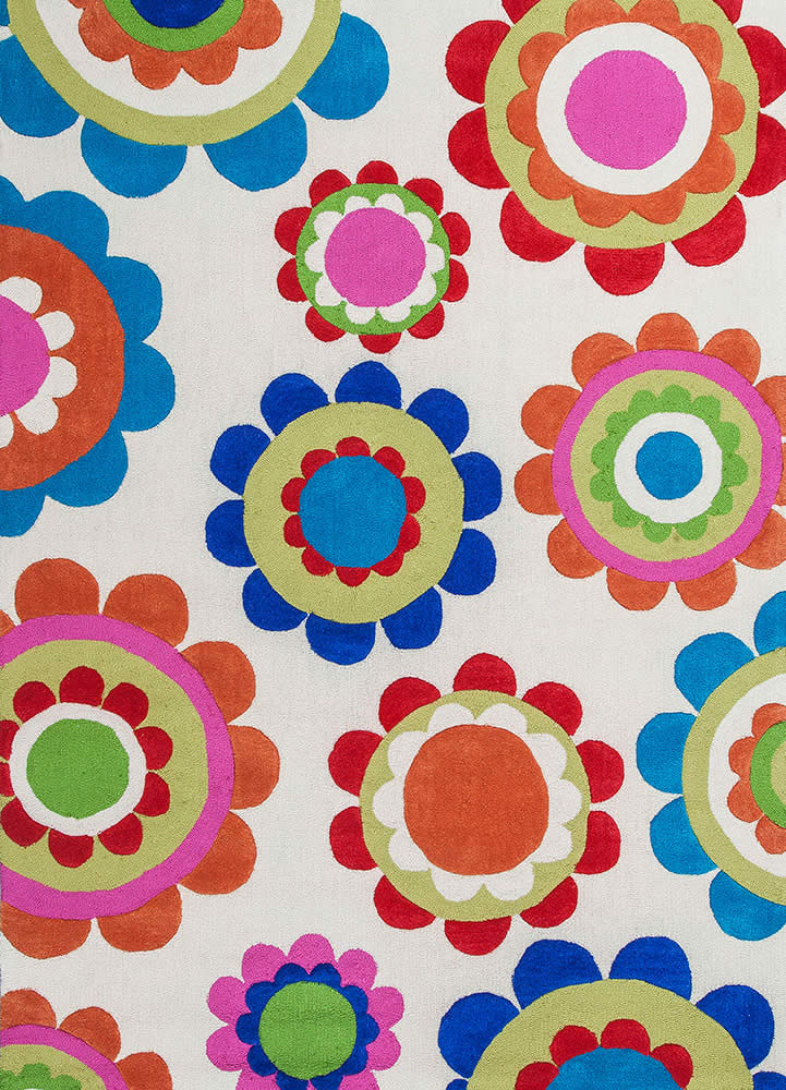 现代风格彩色大花朵图案儿童地毯贴图