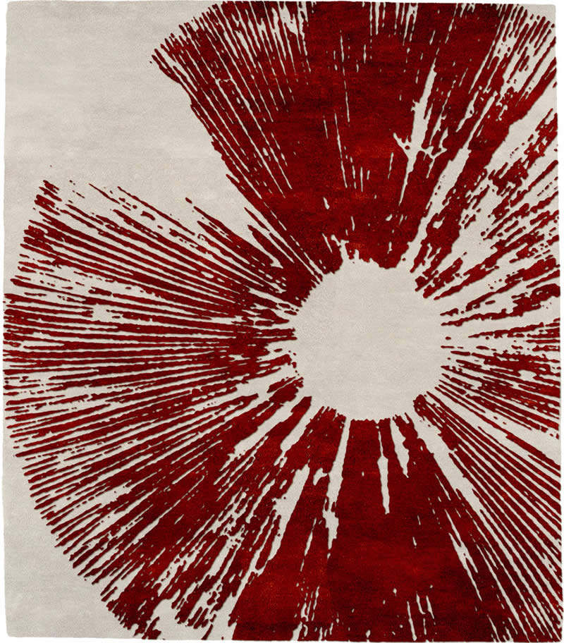 现代风格白底红色花朵图案地毯贴图