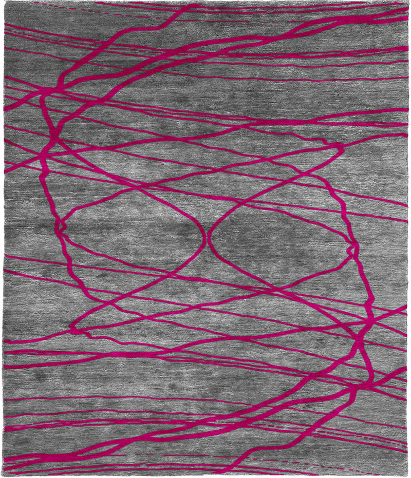 现代风格灰玫红色纹理简单图案地毯贴图