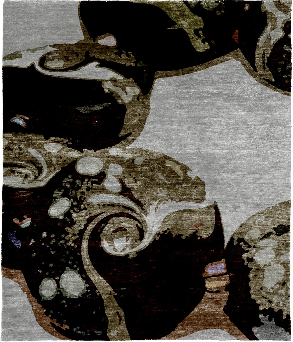 现代风格黑咖灰色抽象图案地毯贴图