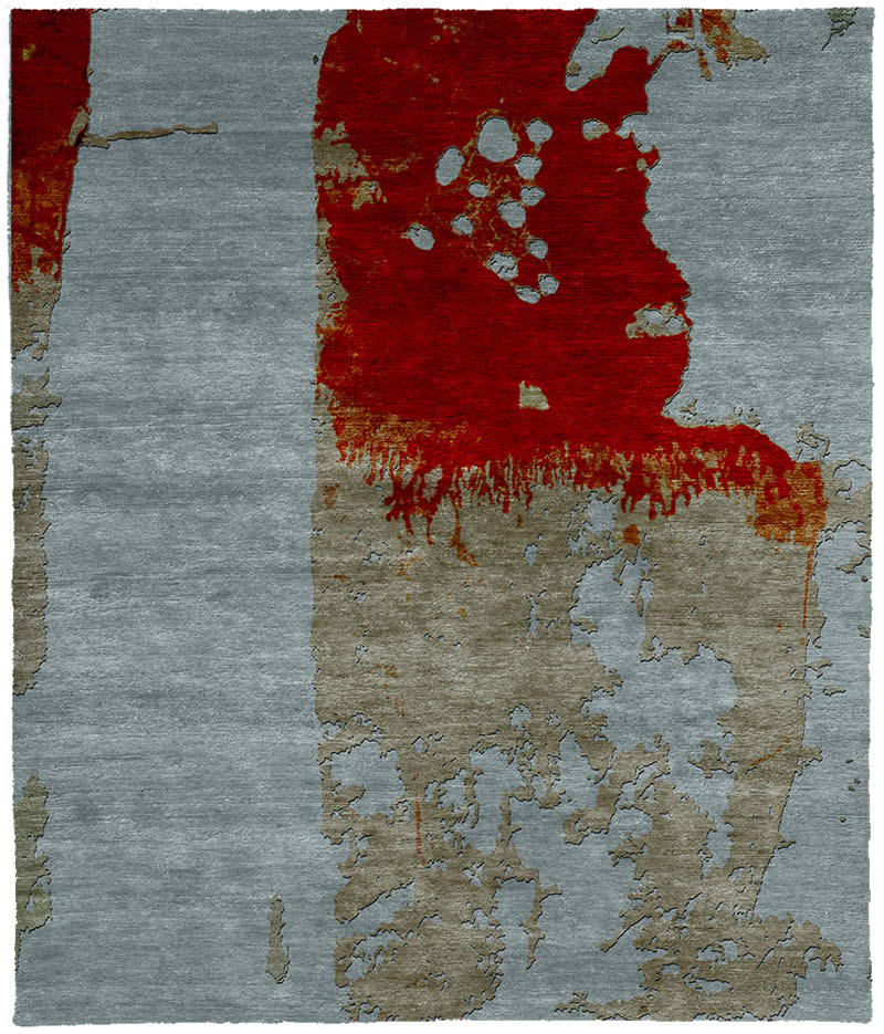 现代风格红灰绿色抽象图案地毯贴图