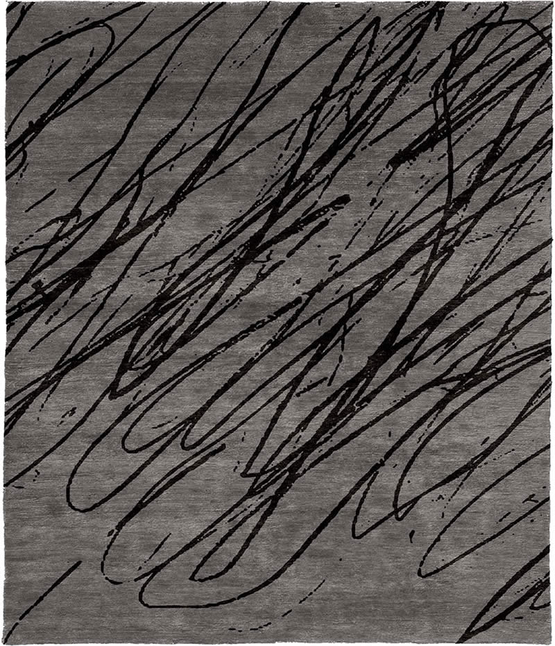 现代简约灰黑色抽象线条图案地毯贴图