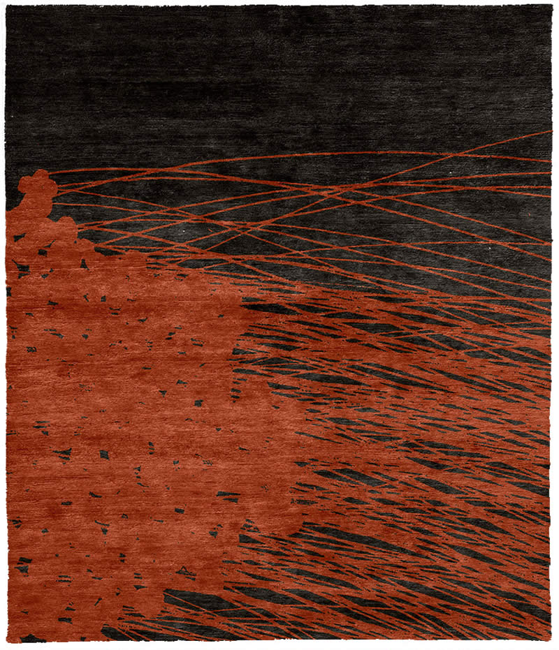 现代简约砖红色简单线条抽象图案地毯贴图