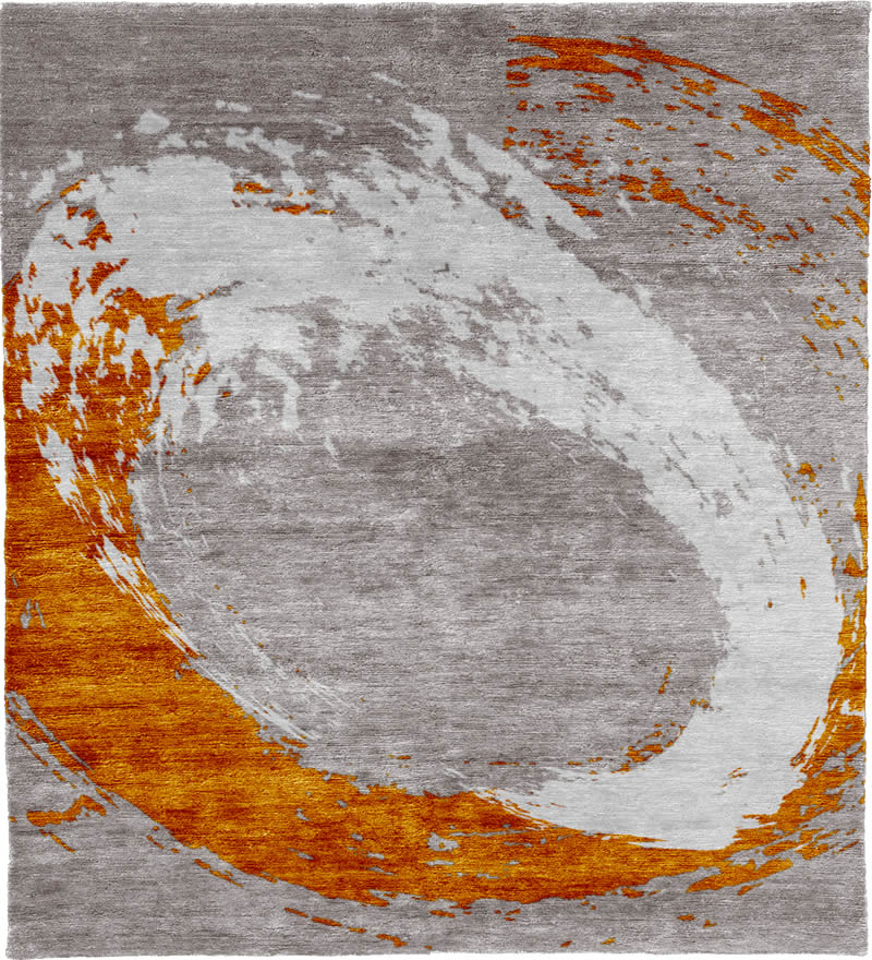 现代风格橘黄咖灰色抽象图案地毯贴图