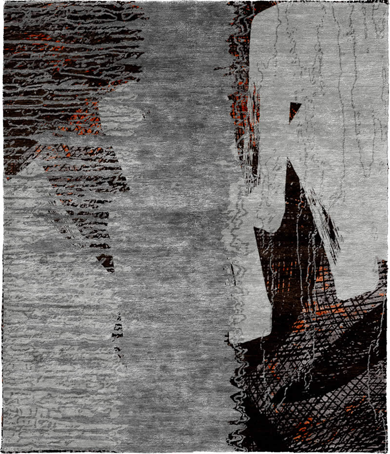 现代风格灰黑色抽象纹理图案地毯贴图