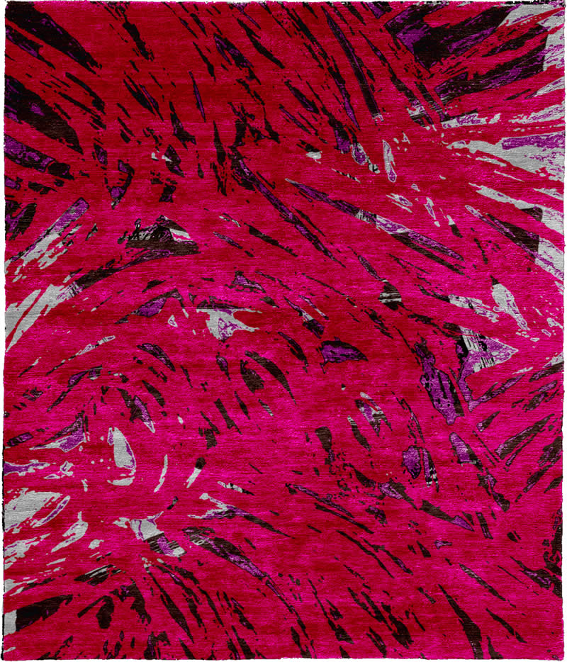 现代风格玫红色抽象纹理图案地毯贴图