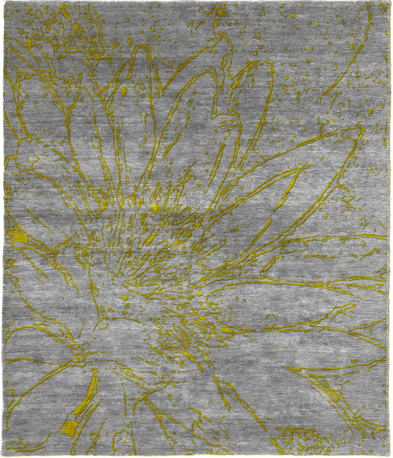 现代风格灰底黄绿色花纹图案地毯贴图