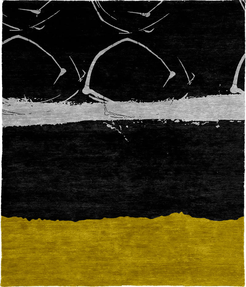 现代风格黑黄白色简单图案地毯贴图