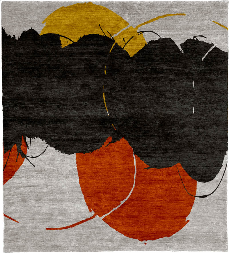 现代风格黑灰红色简单图案地毯贴图
