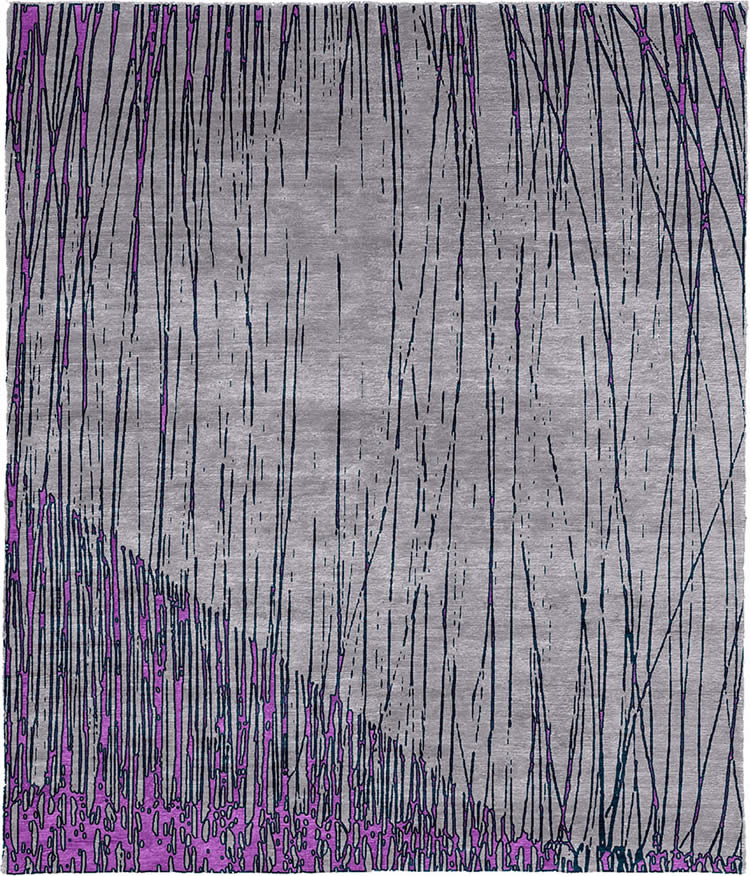 现代风格灰紫黑色抽象线条图案地毯贴图