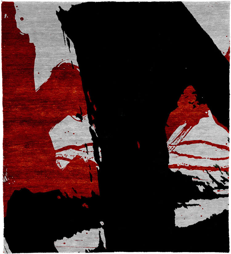 现代风格红黑灰色简单抽象图案地毯贴图